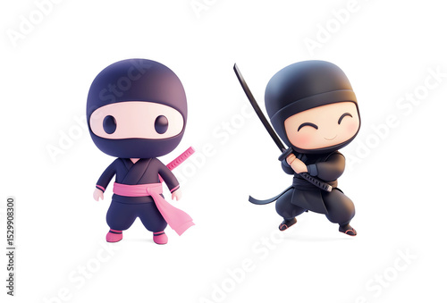 Cute Chiba Ninja with Sword on a Transparent Background