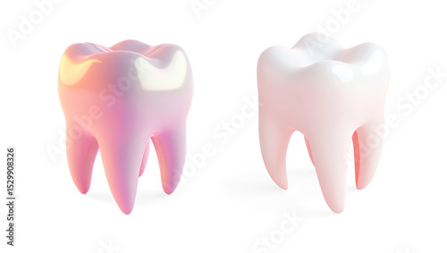 3D Glossy Tooth Rendering on a Transparent Background