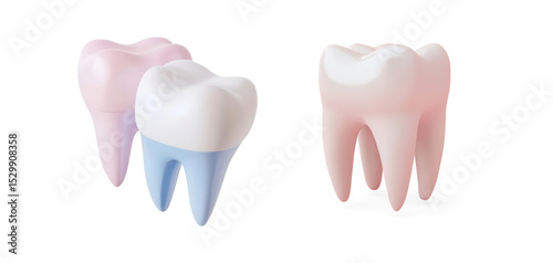 3D Glossy Tooth Rendering on a Transparent Background