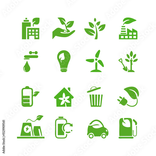 Comprehensive Green and Eco Icon Set