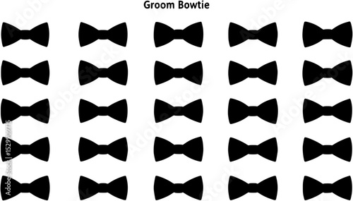 Bowtie silhouettes set, groom pack of vector silhouette design, isolated background
