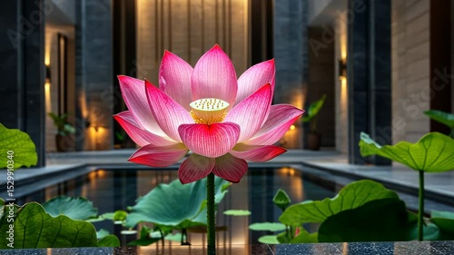 Wallpaper Mural Pink lotus flower in a modern courtyard Torontodigital.ca