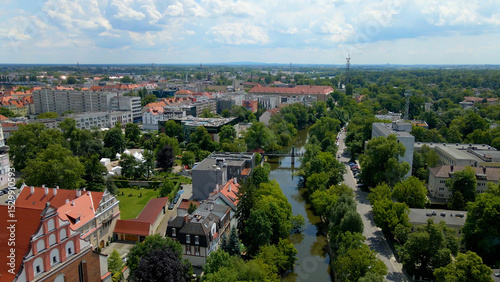 city ​​architecture europe drone flyover old town Opole Poland