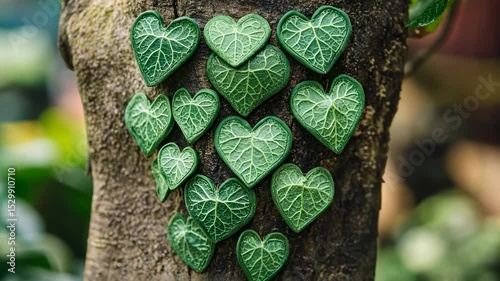 Wallpaper Mural Heart-shaped leaves clinging to a tree trunk Torontodigital.ca