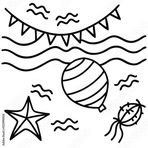 Cartoon vector illustration of sea shells on the beach, a natural food design art symbol