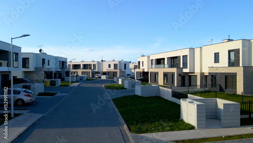 Modern area houses streets townhouse nature city