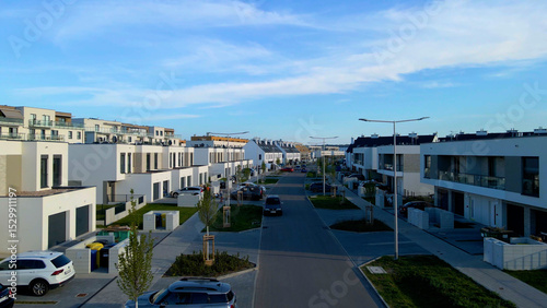 Modern area houses streets townhouse nature city