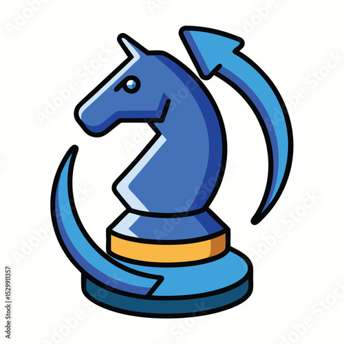 Cute cartoon horse head icon with a happy horseshoe and crown design