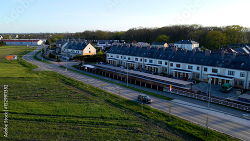 Modern area houses streets townhouse nature city