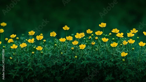 Vibrant Yellow Flowers Against a Dark Green Background
