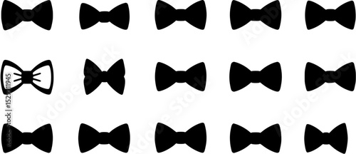 Bowtie silhouettes set, groom pack of vector silhouette design, isolated background
