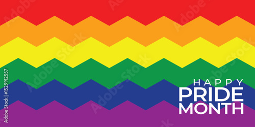 Let's Celebrate PRIDE month background for festival parades, parties, and social events. Colorful rainbow flag