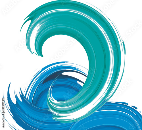 Abstract Teal and Blue Swirling Paint Strokes Background