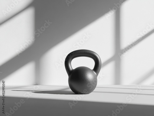 Dark gray kettlebell on a white surface.
