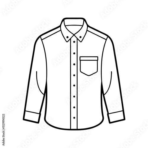 Button Up Shirt Line Drawing Fashion