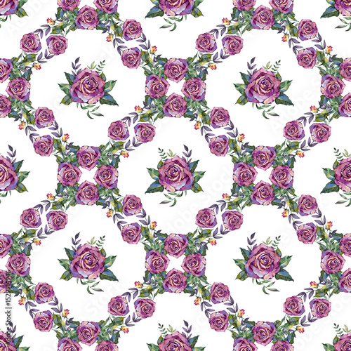 Roses pattern for textile, seamless pattern with purple rose vintage style