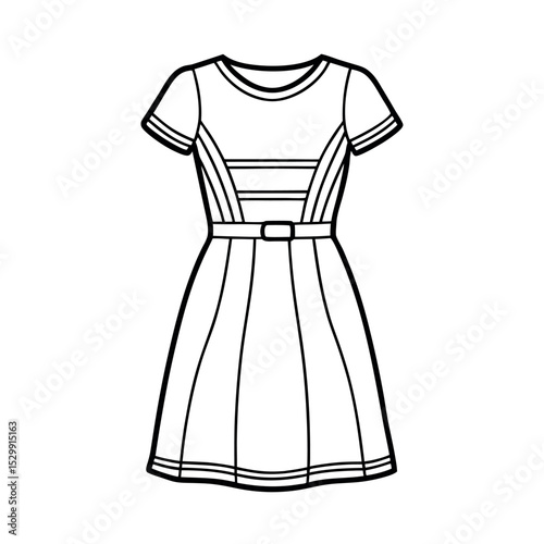 Casual Dress Outline Fashion Design