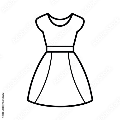 Casual Dress Line Art Vector