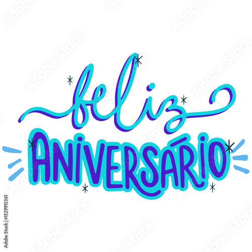 Feliz aniversário feito a mão lettering