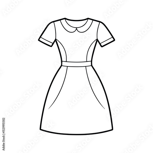 Casual Dress Line Drawing