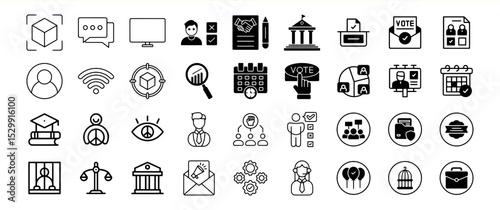 Election Voting Politics Campaign Social Media Icons Set