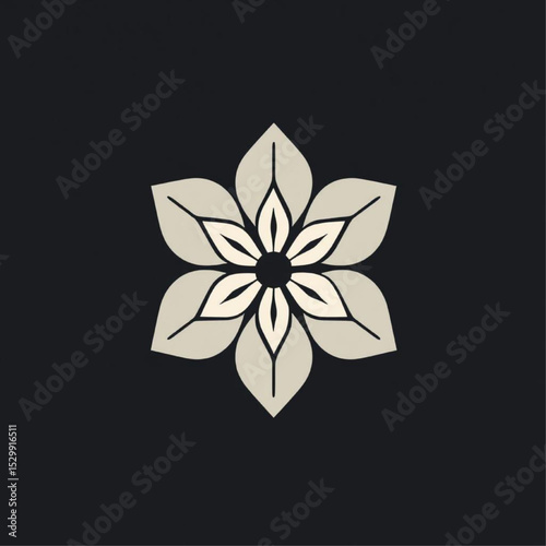Minimalist Six-Petal Flower Illustration