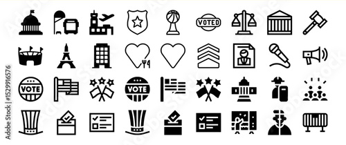 Civic Election Voting Politics Government Law Justice Icons Glyphs