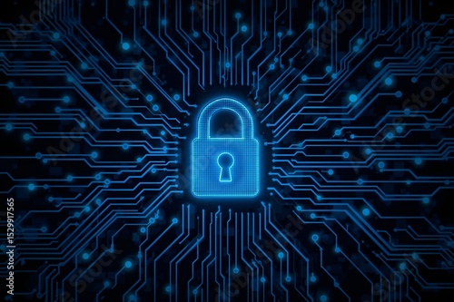 Cinematic Cybersecurity Concept on Black Background 

