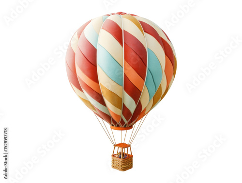 Colorful hot air balloon against a black background.