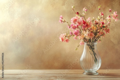 Wallpaper Mural Elegant vase of pink flowers against rustic background Torontodigital.ca