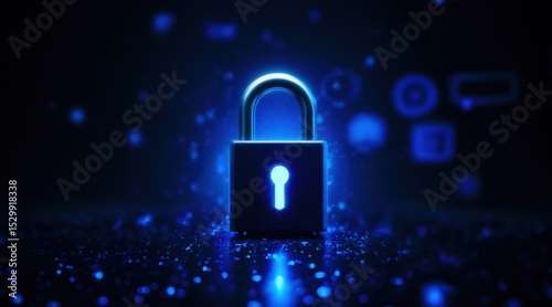 High-tech glowing padlock symbolizing cybersecurity