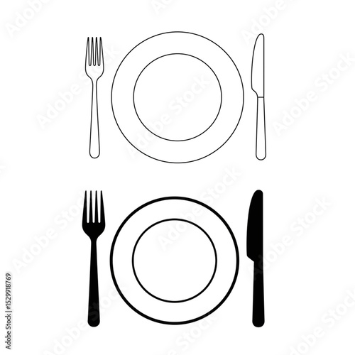 Elegant Place Setting Design  Perfect for Restaurant Menus or Branding Projects a Simple yet Sophisticated Cutlery Icon