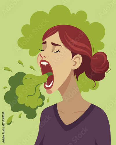 Every time she od her mouth it was like inhaling a cloud of toxic gas making his head spin with disgust.. Vector illustration