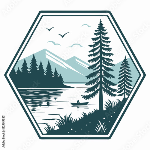 Serene Lakeside Mountain Scene A Peaceful Nature Illustration