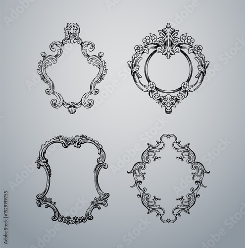Set of Vintage Ornate Baroque Frames - Antique Mirror Frame Collection
