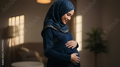 Pregnant woman in a hijab photo