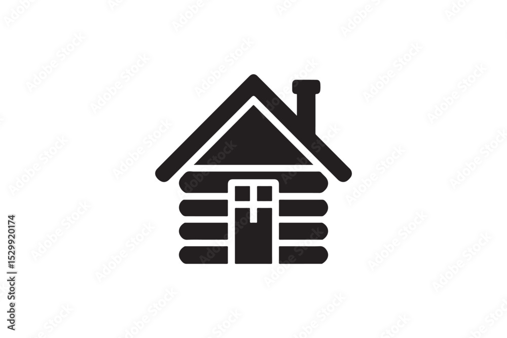 Cabin silhouette on white background.01 Cabin silhouette on white background.01