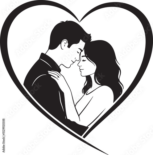 Couple Heart romantic lover  moment vector silhouette illustration