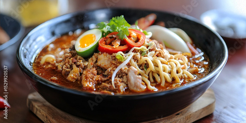 Mee rebus in dish on the table