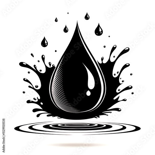 Premium water drop icon set with minimal silhouettes and abstract splash vectors.