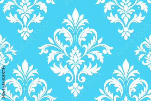 Seamless floral pattern: vintage flower vector illustration with ornate leaf and swirl decor for fabric tile texture design