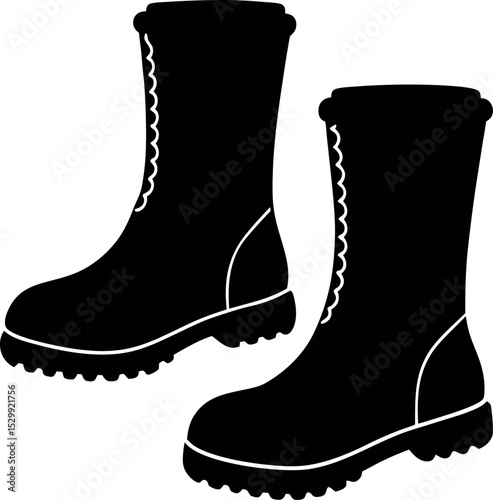 black rubber boots