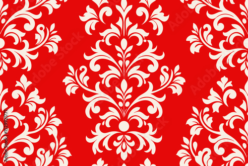 Seamless vintage floral pattern with red flowers, ideal for wallpaper, textile, or backdrop design