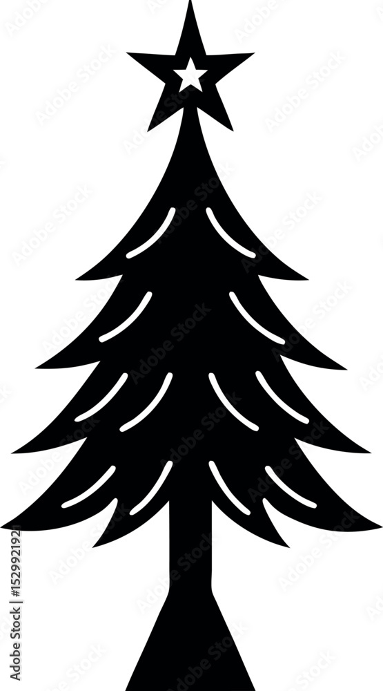 Fototapeta premium Christmas tree silhouette vector, christmas tree Vector