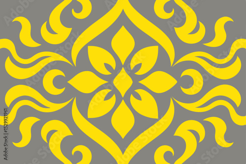 Elegant antique gold and black floral swirl seamless pattern illustration