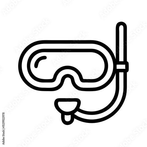 Ultra-Thin Line Icon of Diving Mask – Minimalist Scuba Gear Illustration

