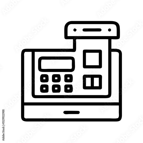Ultra-Thin Line Icon of Cash Register – Minimalist Retail Equipment Illustration

