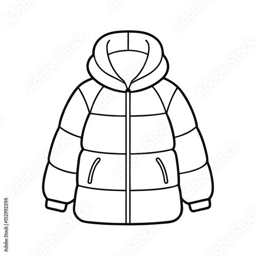 Winter Puffer Coat Line Art