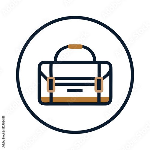 Travel duffle bag with zipper icon in outline circular style