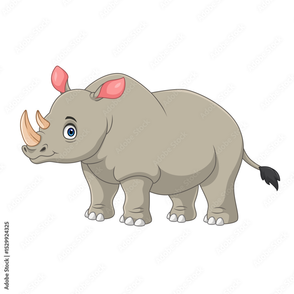Fototapeta premium Cartoon rhino on white background